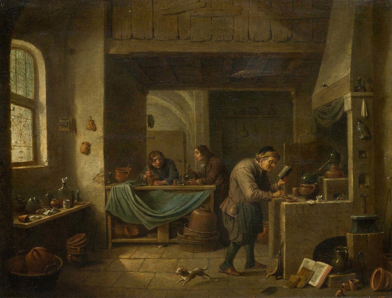 Der Alchemist und sein Schüler von David Teniers the Younger