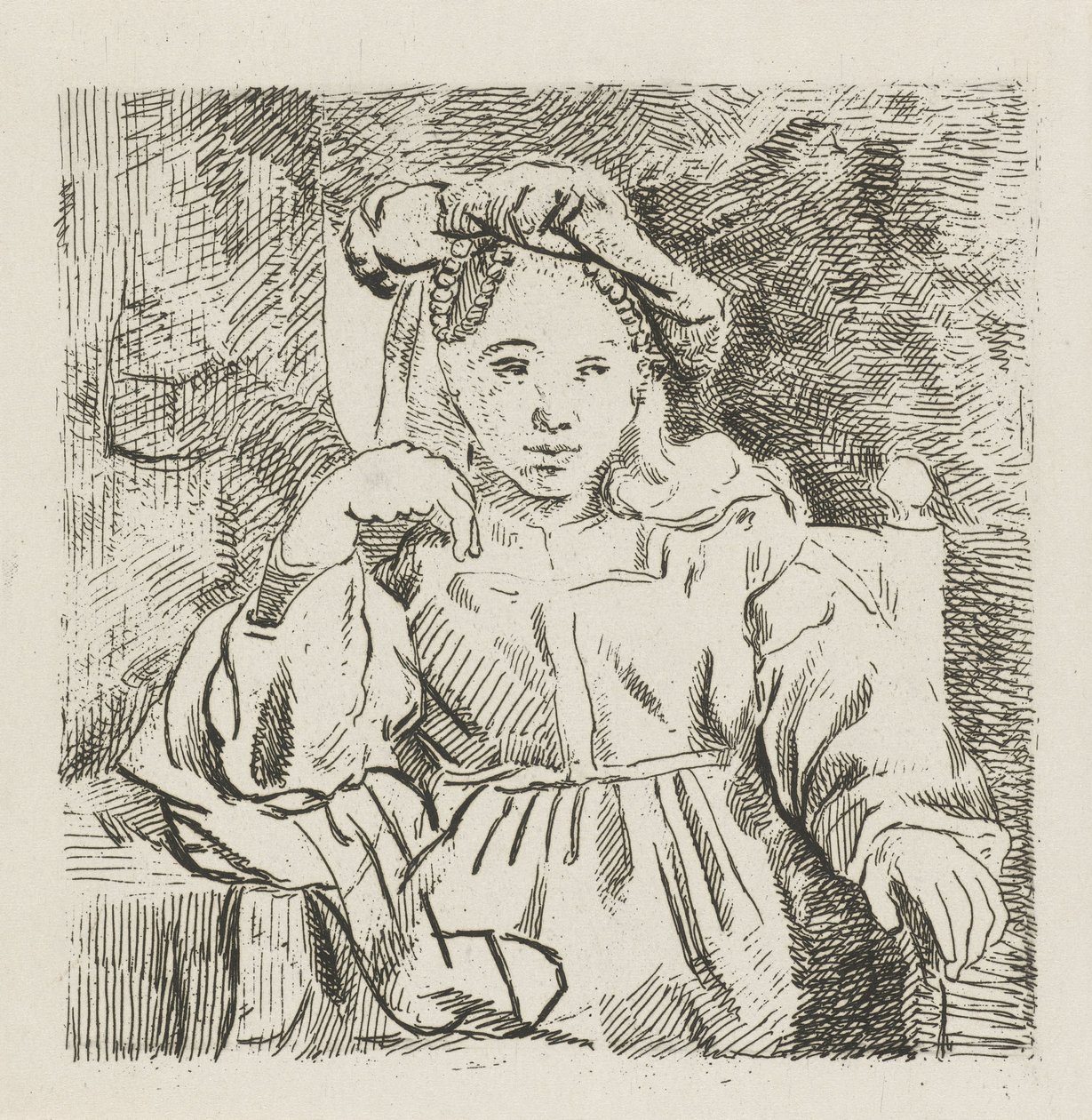 Sitzendes Mädchen von David van der Kellen