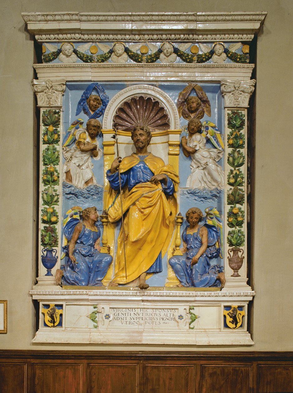 Christus auf dem Thron mit Engeln, Basrelief von Luca Della Robbia