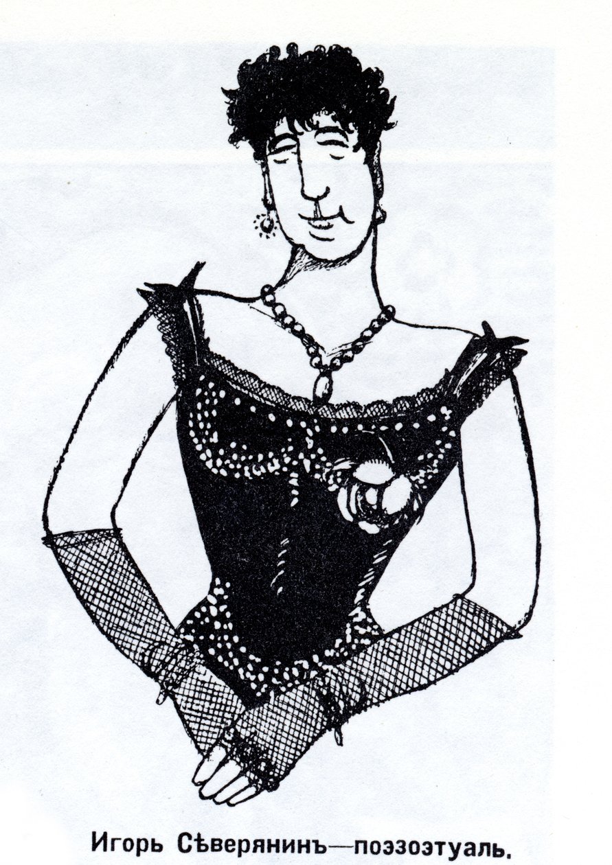 Igor Severyanin 1887-1941 Karikatur, 1915 von Deni