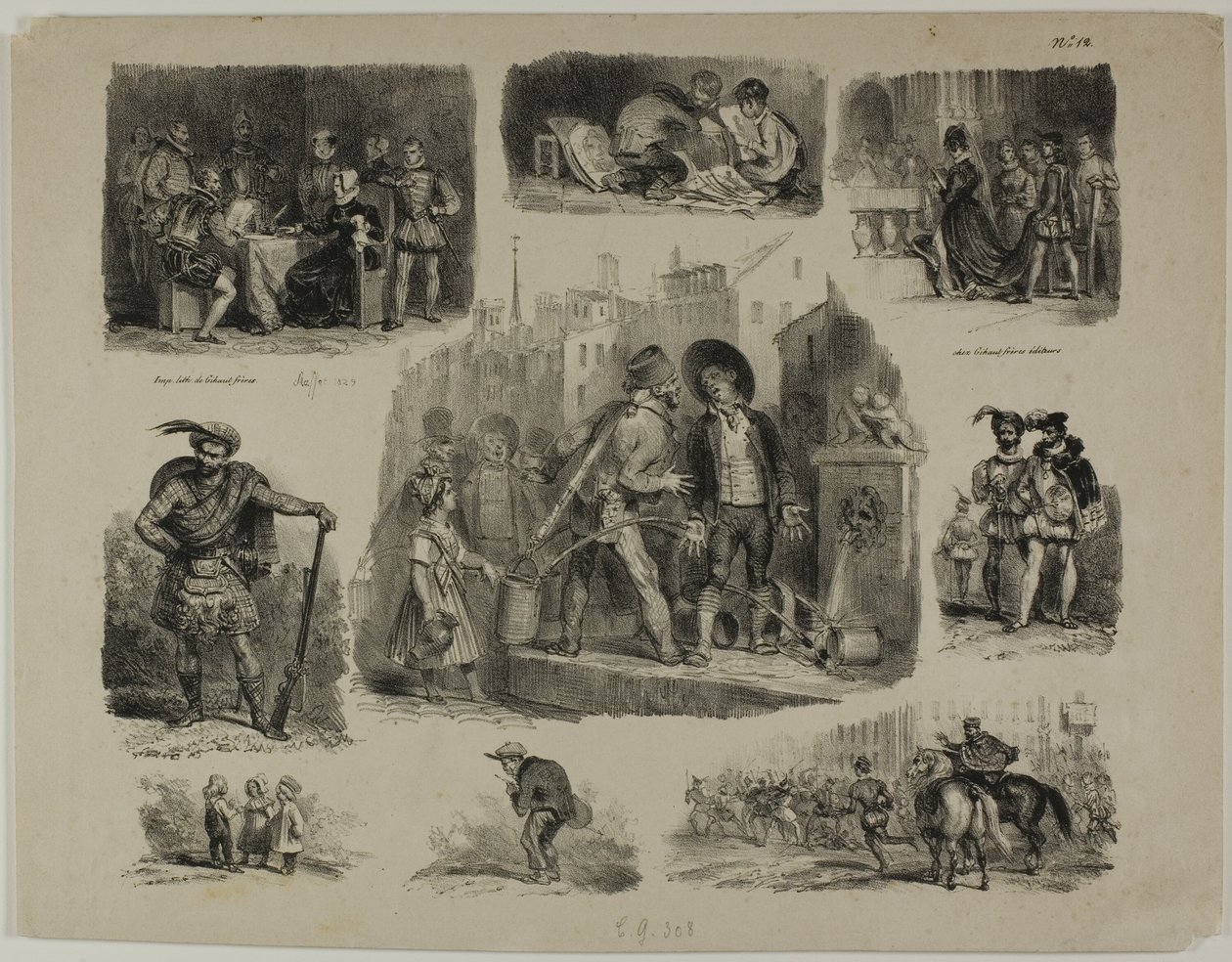 Blatt mit Skizzen von Denis Auguste Marie Raffet
