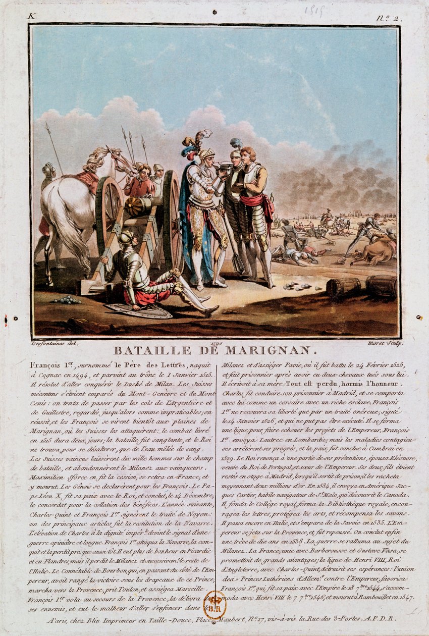 Episode der Schlacht von Marignano, 14. September 1515, 1790 von Desfontaines