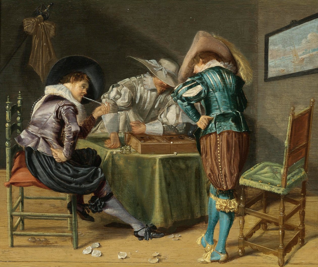 Tric-Trac-Spieler in einem Innenraum von Dirck Hals