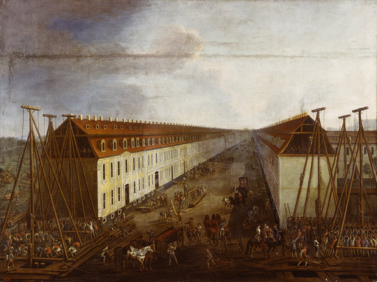 Bauarbeiten in der Friedrichstraße in Berlin, ca. 1735 von Dismar Degen