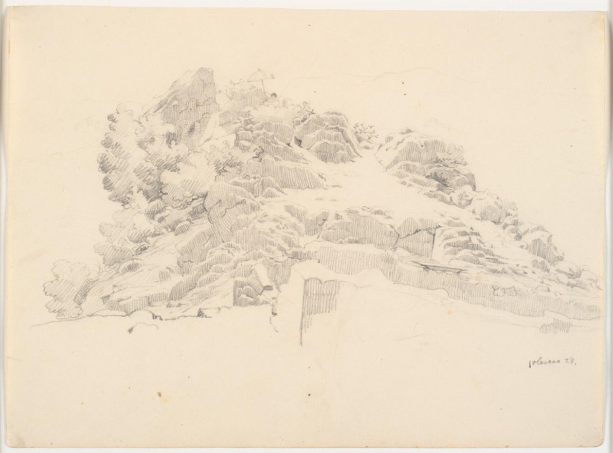 Felsformation mit einem Maler unter einem Sonnenschirm von Ditlev Blunck