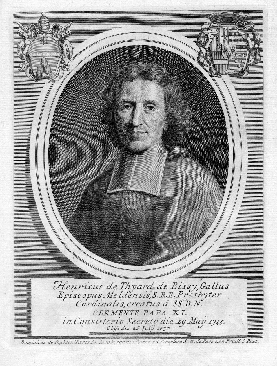 Graviertes Porträt von Domenico de Rossi