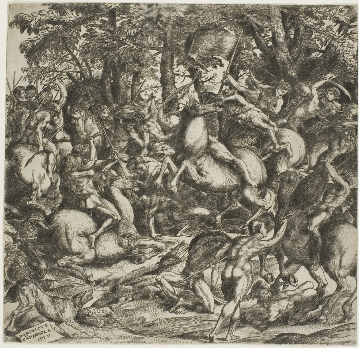 Schlacht der nackten Männer von Domenico Campagnola