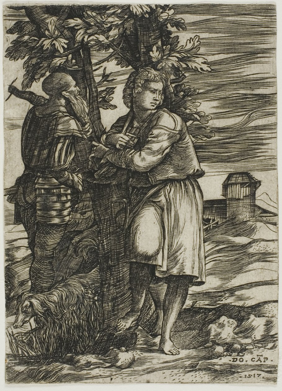 Hirte und alter Krieger von Domenico Campagnola