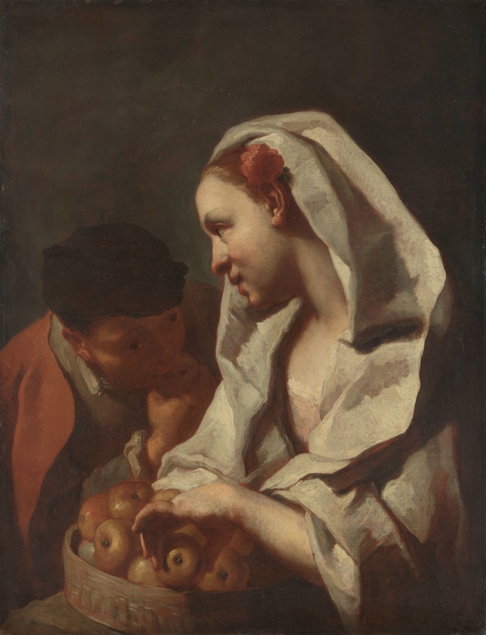 Mädchen verkauft Obst von Domenico Maggiotto (attributed to)