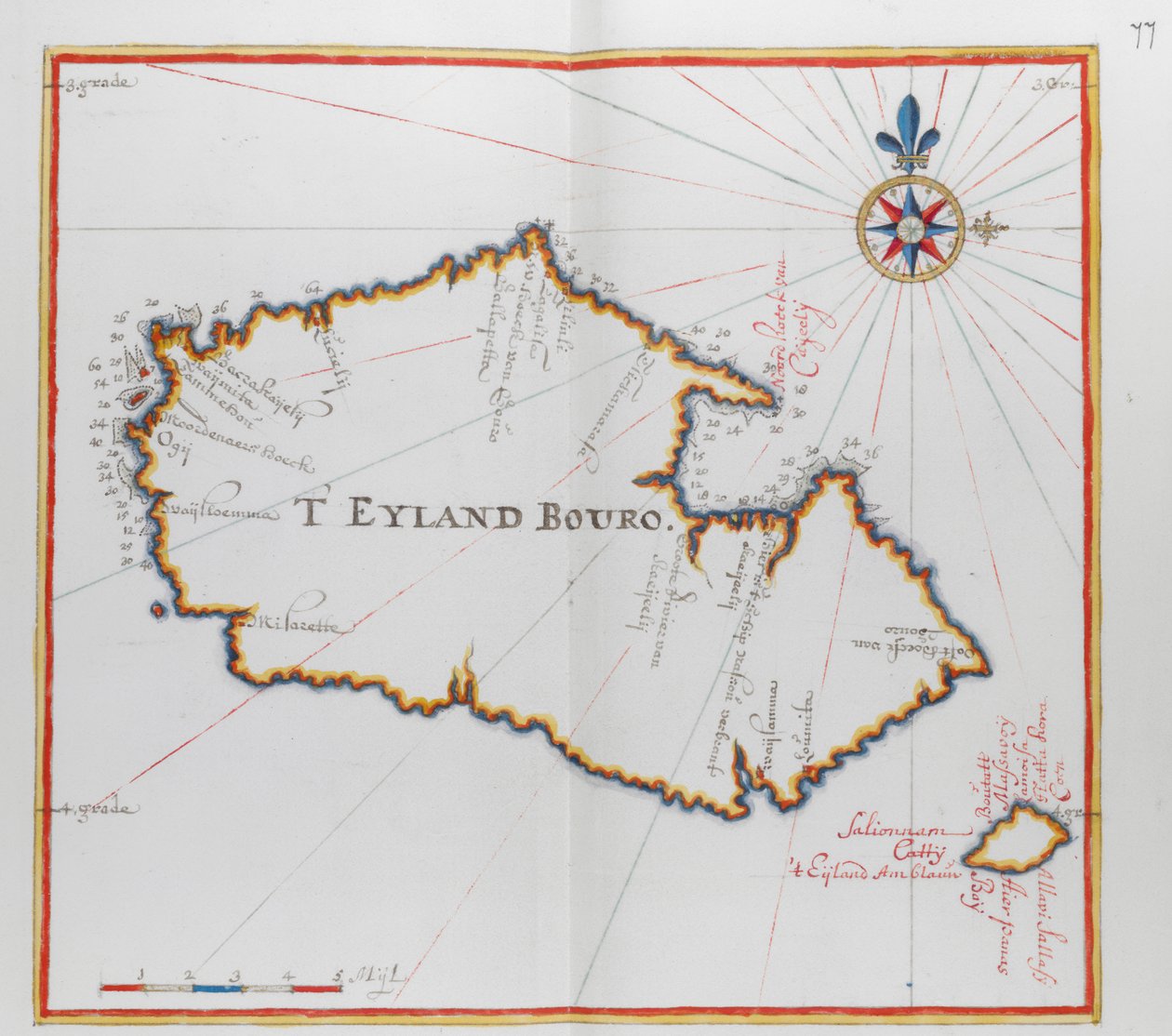 Karte der Insel Bouro, Indonesien von Dutch School