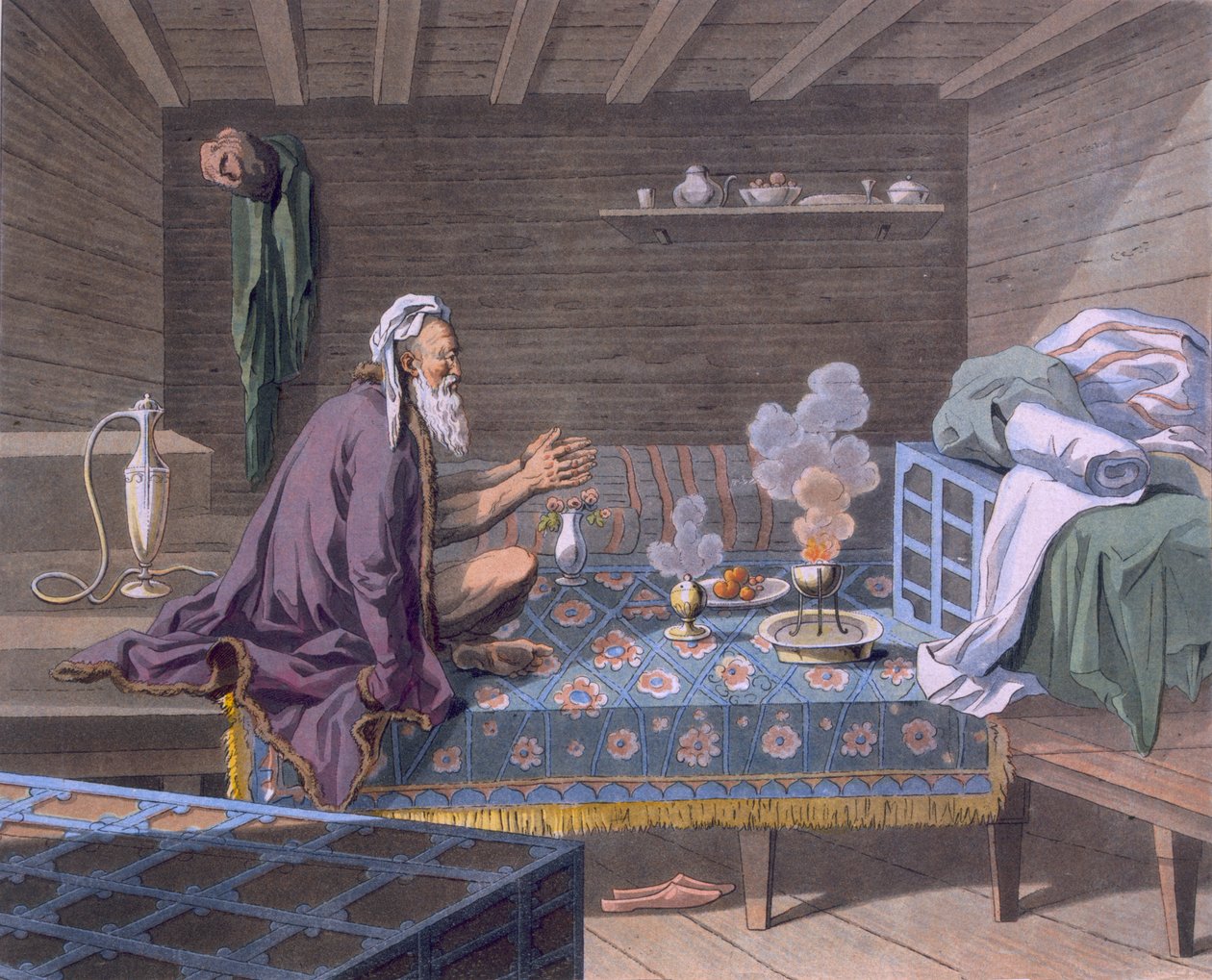 Ein Perser bei seinen Morgengebeten, 1812-13 von E. Karnejeff