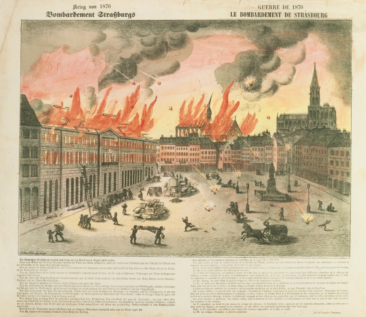 Bombardierung von Straßburg, 24.-27. August 1870, Truppen aus Baden unter der Führung von General von Werder, veröffentlicht von Ch. Kreyder, Straßburg, 1870 von E. Oberthur