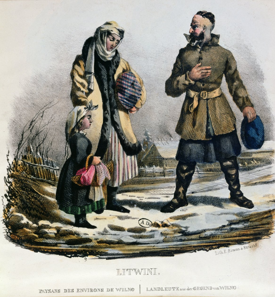 Litauische Bauern aus der Region Vilnius, um 1830-40 von E. Simon