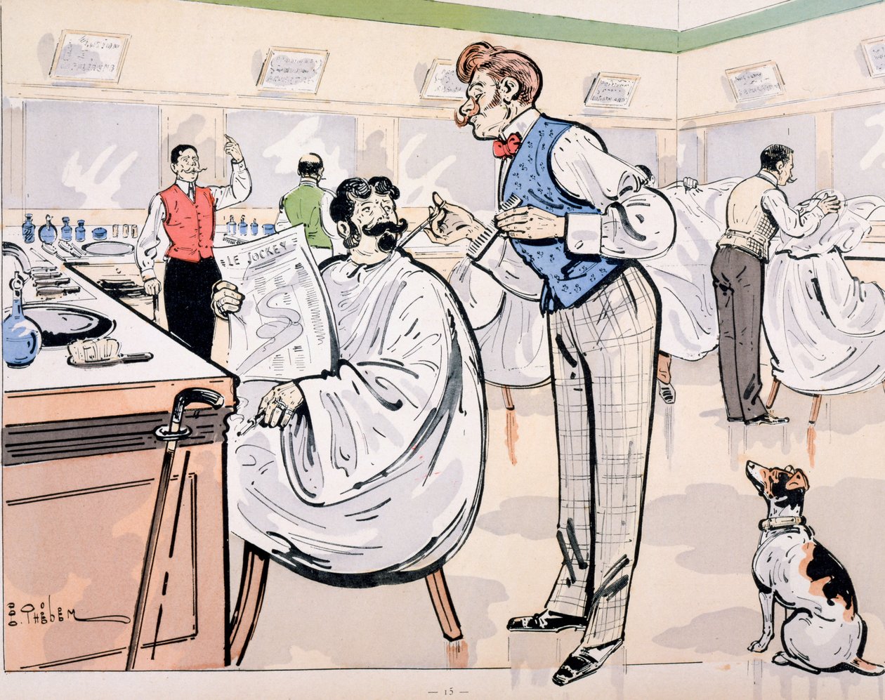 Beim Friseur und Lesen von 