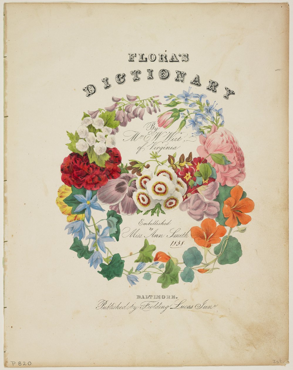Frontispiz und Titelseite, Blumenkranz, aus Flora