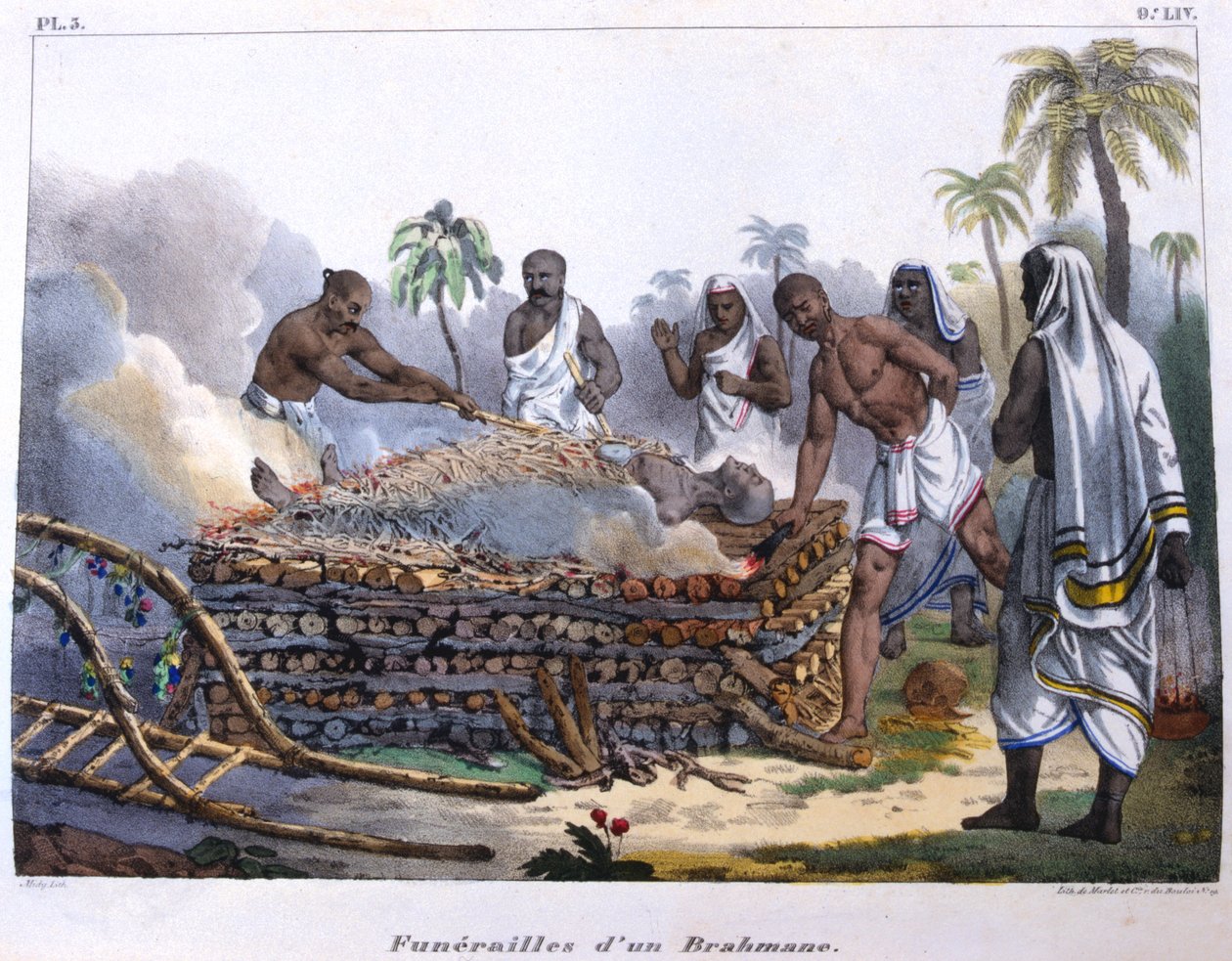 Brahmanen-Beerdigung, Indien, Mitte des 19. Jahrhunderts von E Beau