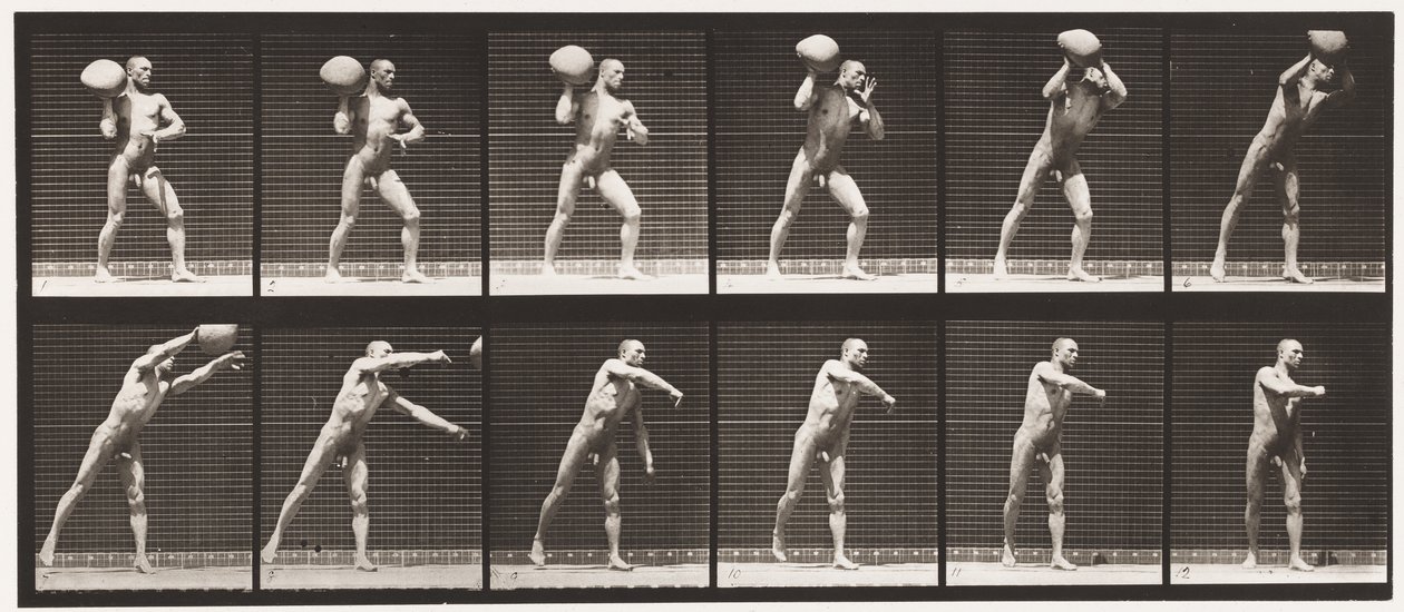 Tafel 311. Einen 75-Pfund-Stein heben, 1885 von Eadweard Muybridge