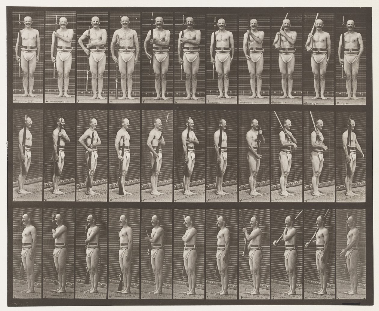 Tafel 352. Schulter, Befehl und Waffen tragen von Eadweard Muybridge