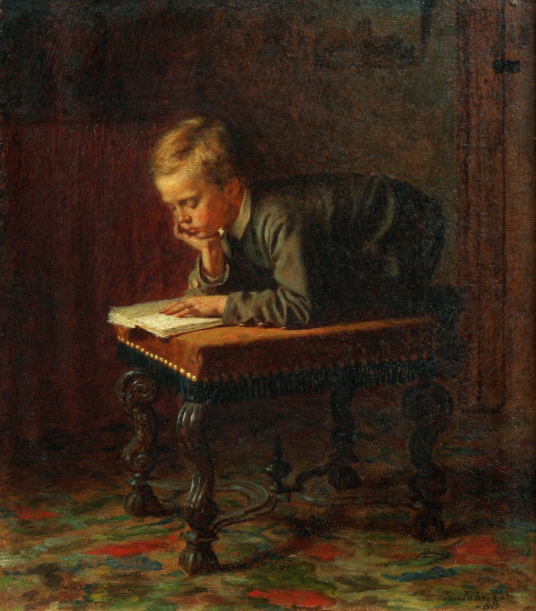 Lesender Junge von Eastman Johnson