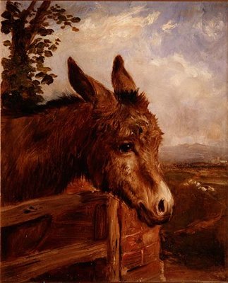 Ein Esel am Tor von Ebenezer Newman Downard