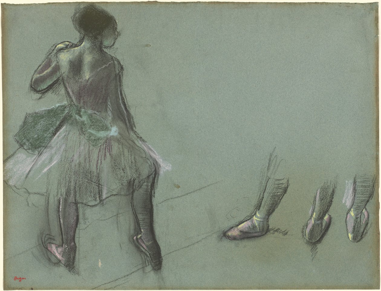 Tänzerin von hinten gesehen und drei Studien von Füßen von Edgar Degas