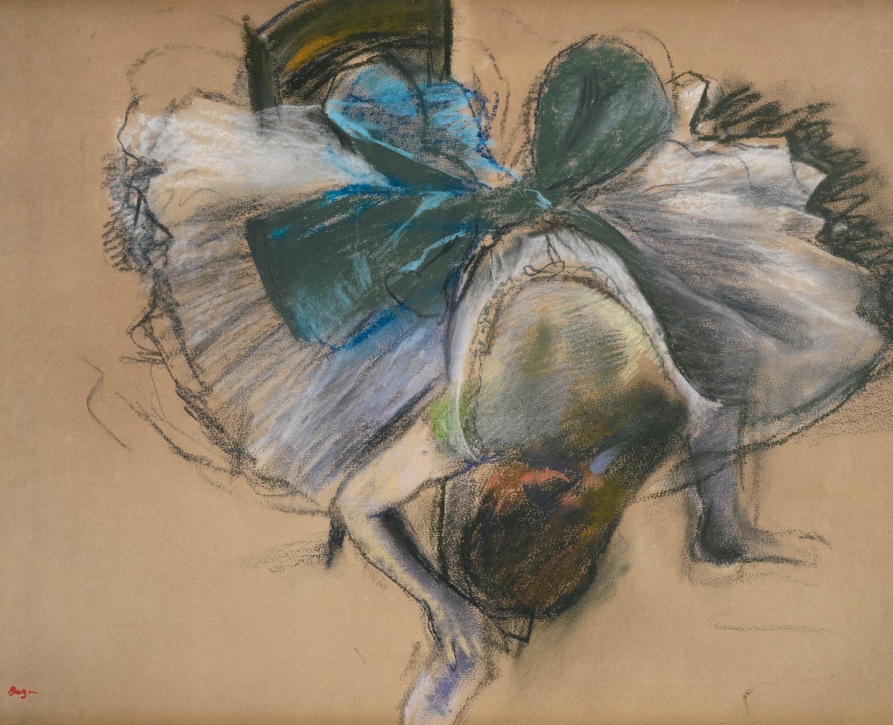 Tänzerin, die ihren Schuh richtet von Edgar Degas
