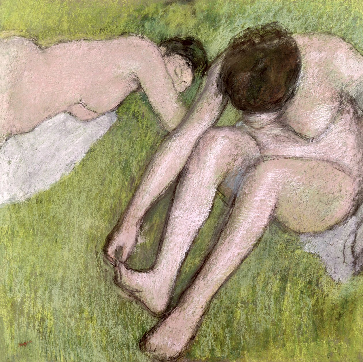 Zwei Badende auf dem Gras, ca. 1886-90 von Edgar Degas