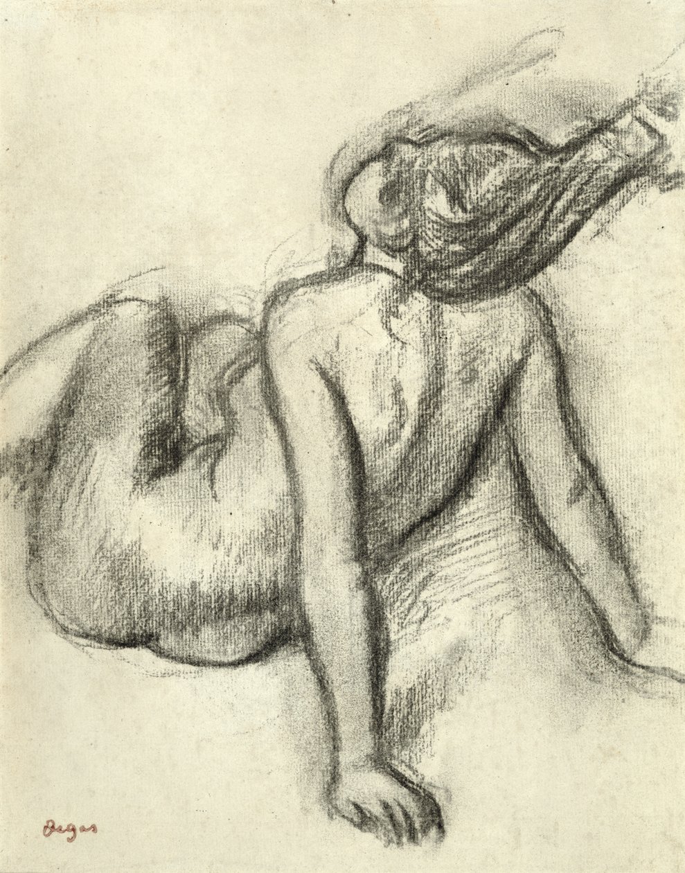 Frau, die ihre Haare frisiert bekommt von Edgar Degas