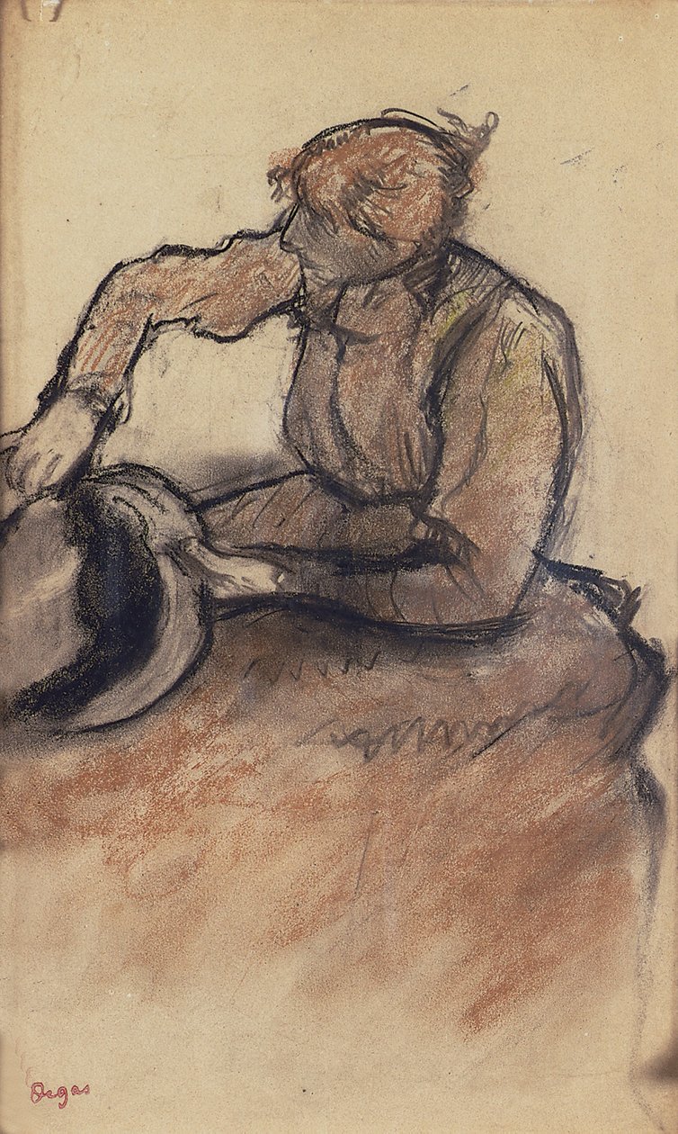 Modistin, die einen Hut verziert, ca. 1898 von Edgar Degas