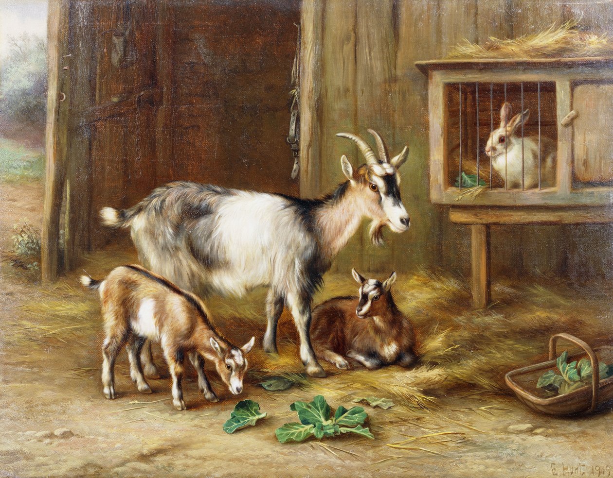 Ziegen bei einem Kaninchenstall von Edgar Hunt