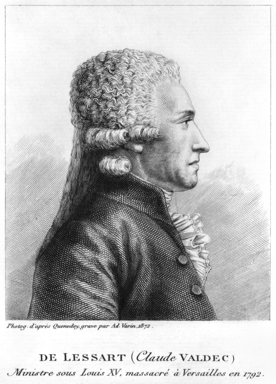 Porträt von Claude Valdec de Lessart (1741-92) graviert von Ad. Varin, 1872 von Edme Quenedey