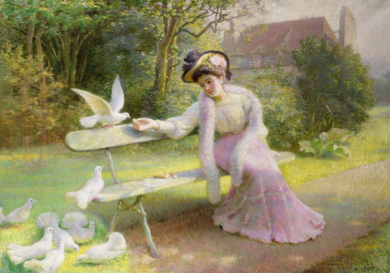 Die Tauben füttern von Edmond Alphonse Defonte
