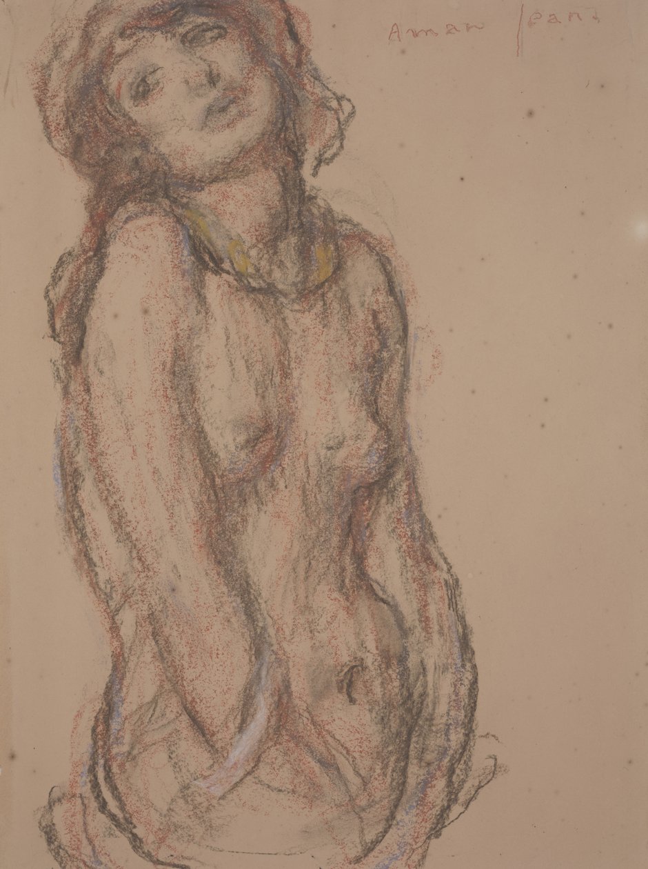 Akt (Kreide auf Papier) von Edmond François Aman Jean