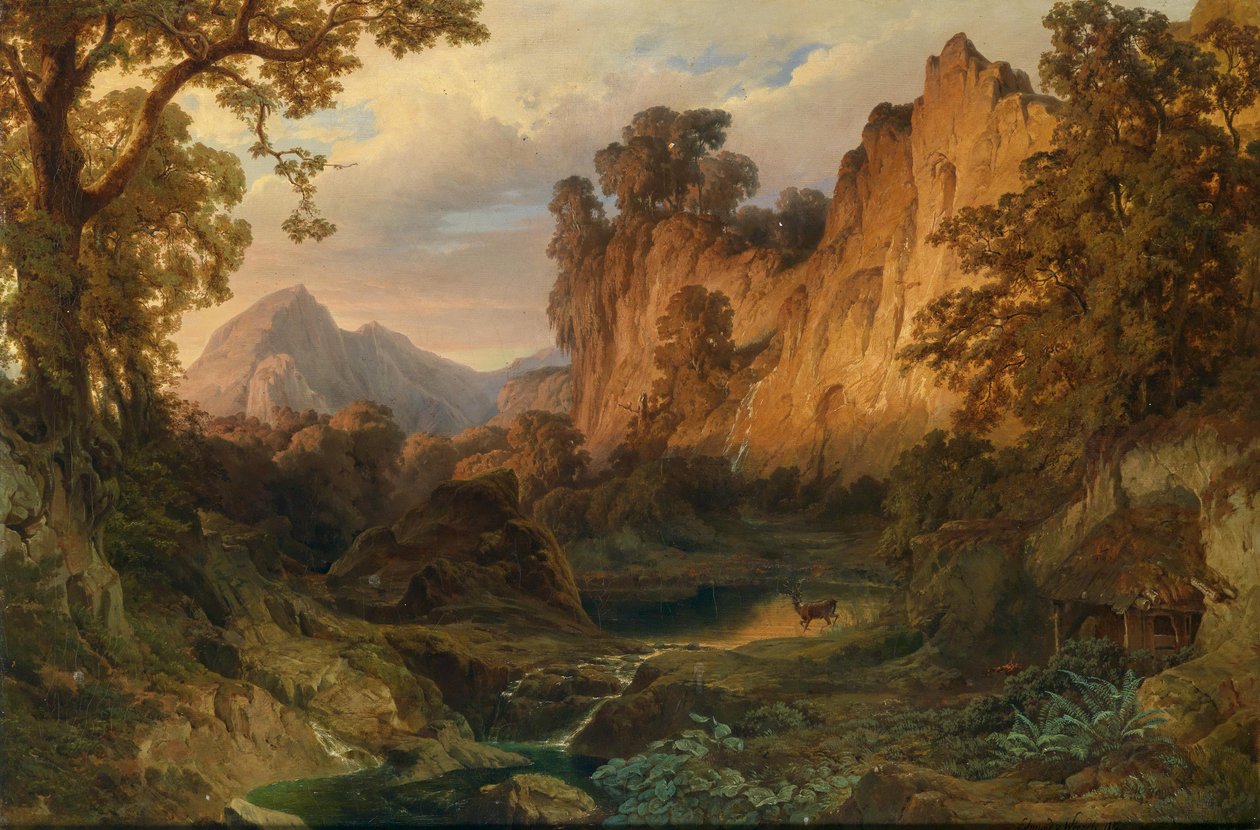 Romantische Landschaft im Abendlicht von Edmund von Wörndle