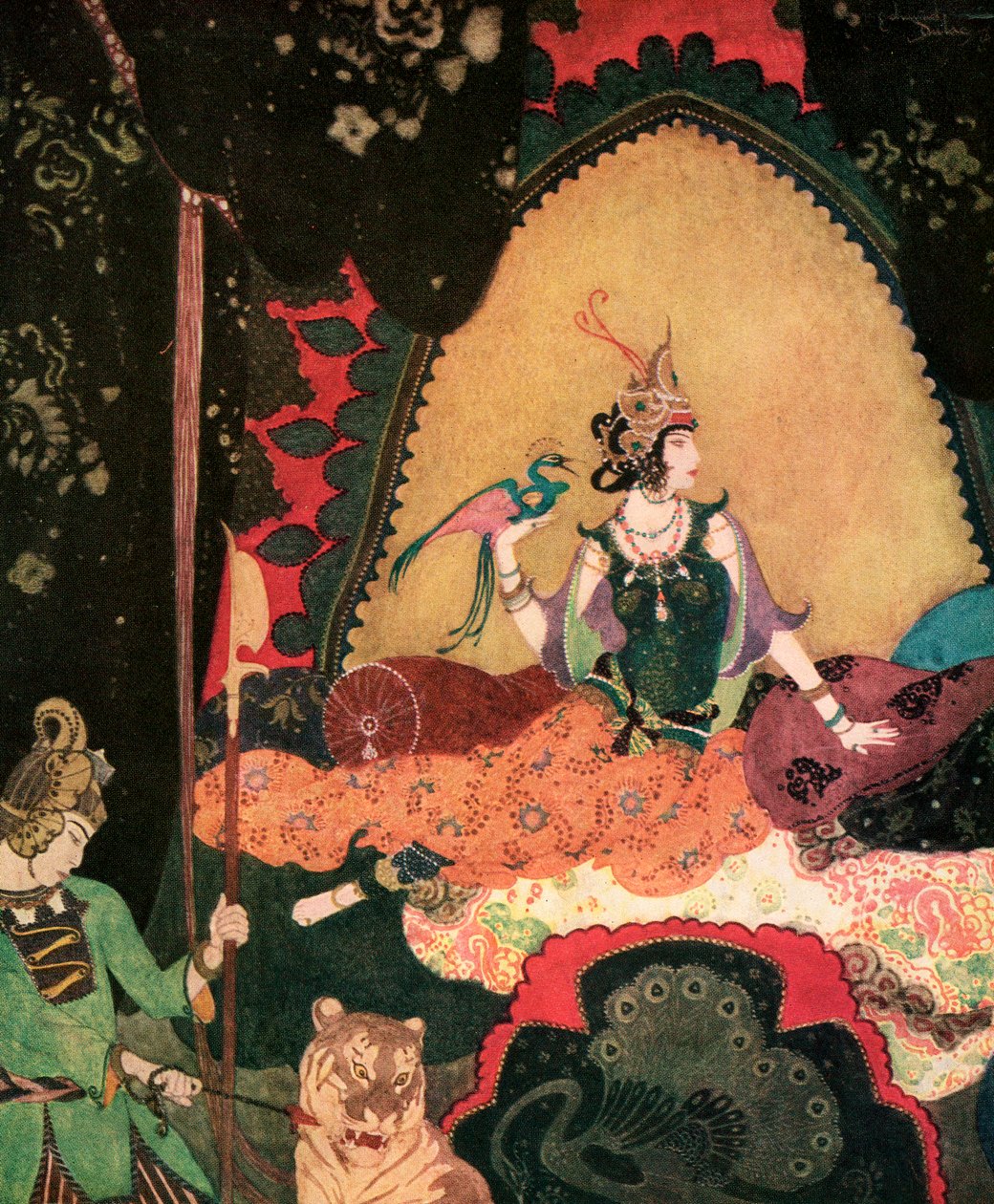 Layla hält einen Vogel von Edmund Dulac