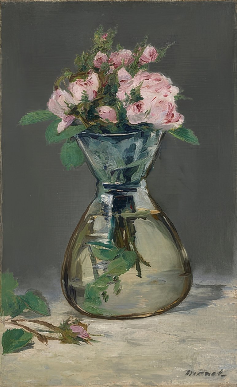 Moosrosen in einer Vase von Édouard Manet