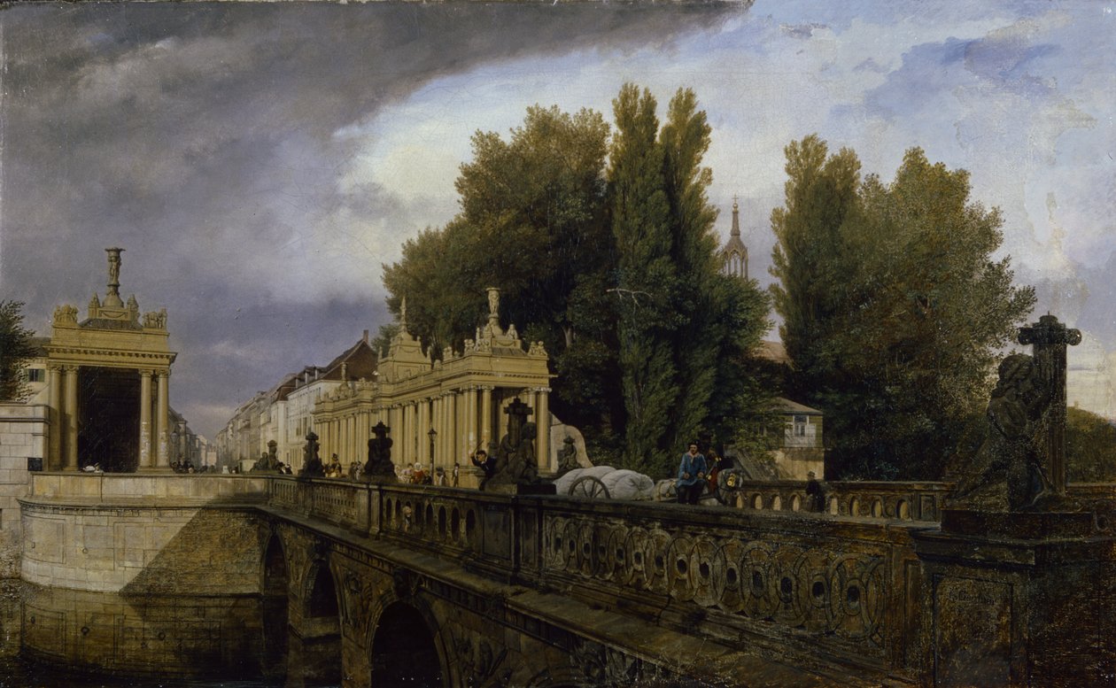 Die Königsbrücke an der Königsstraße, Berlin, 1835 von Johann Philipp Eduard Gartner