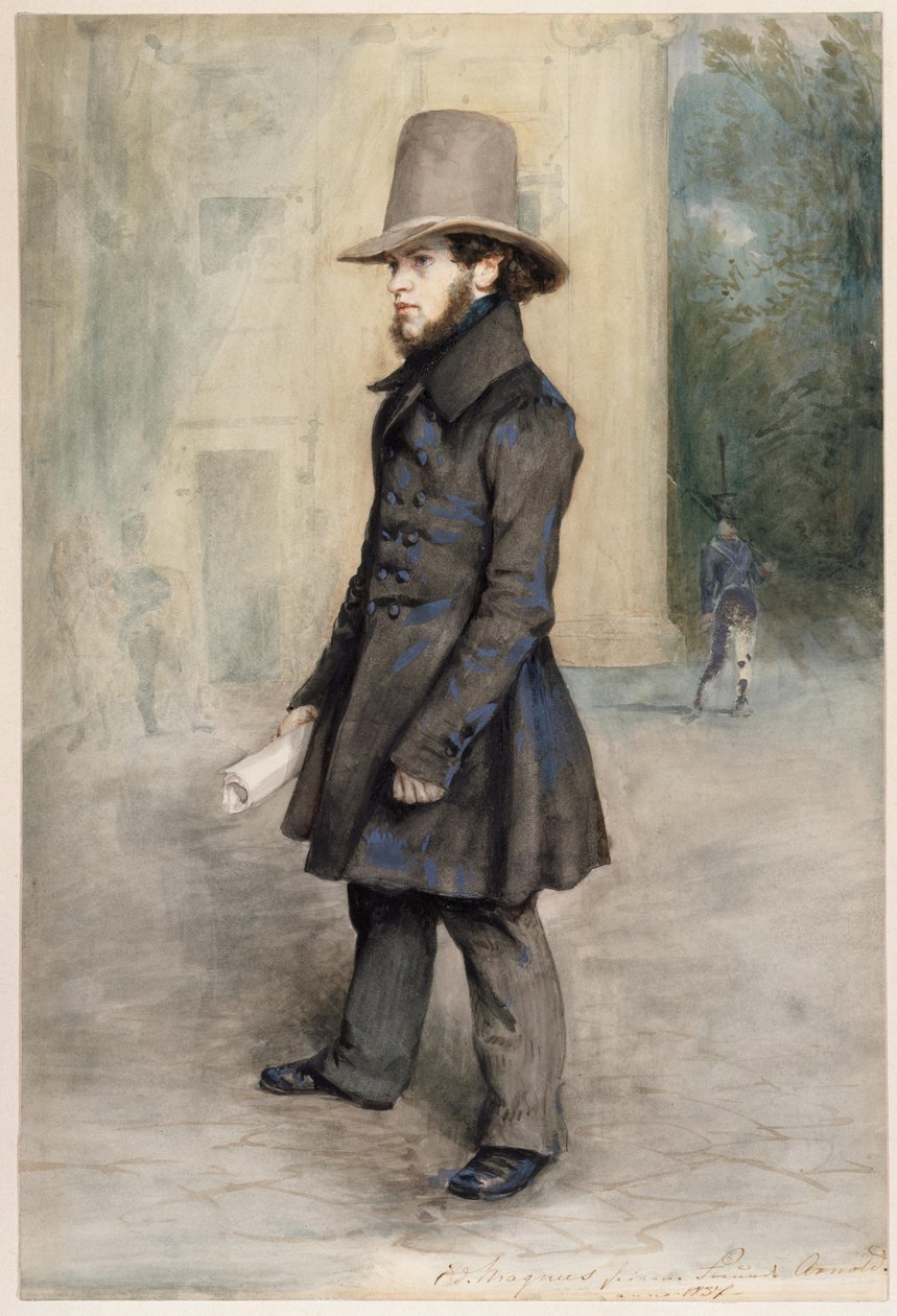 Adolph von Menzel mit Biedermeierhut von Eduard Magnus