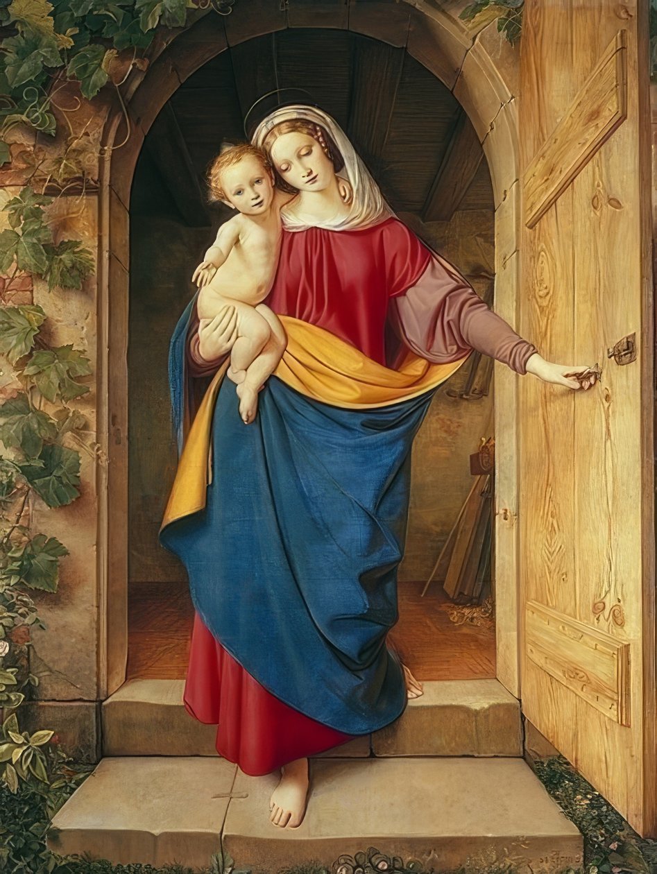 Madonna in der Werkstatt-Tür von Eduard Steinbruck