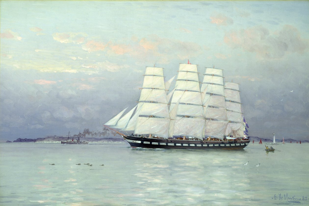 Ein auslaufendes Schiff unter vollen Segeln, 1882 von Eduardo de Martino