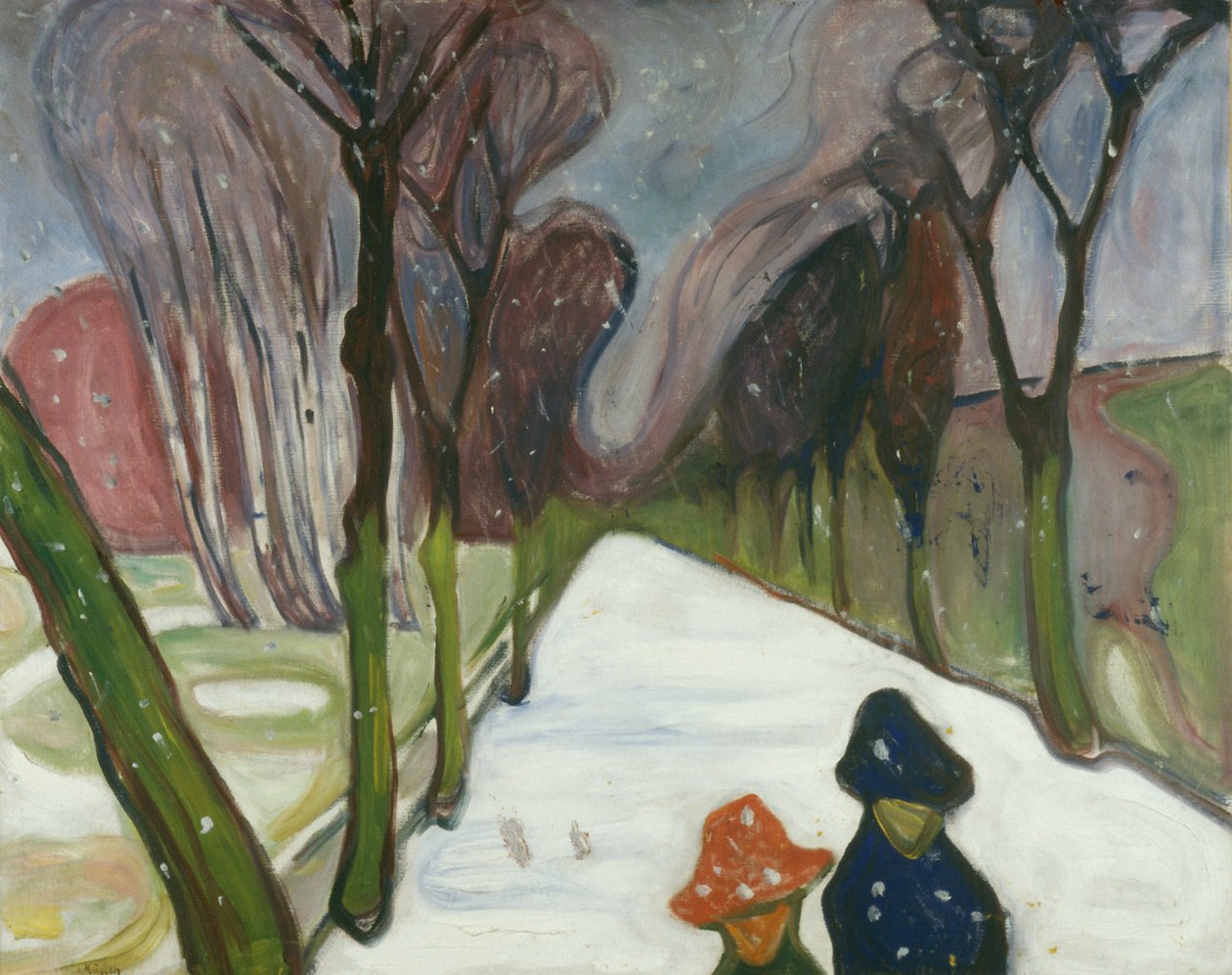 Neuer Schnee in der Allee von Edvard Munch
