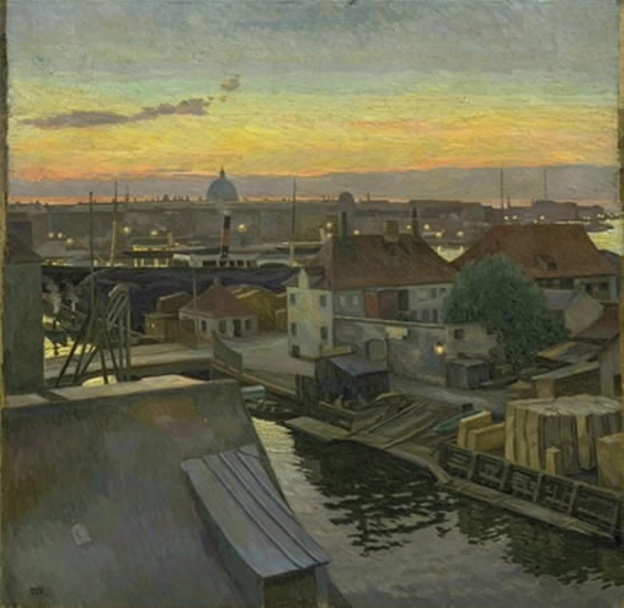 Blick über Wilders Plads in Christianshavn. Abend von Edvard Weie