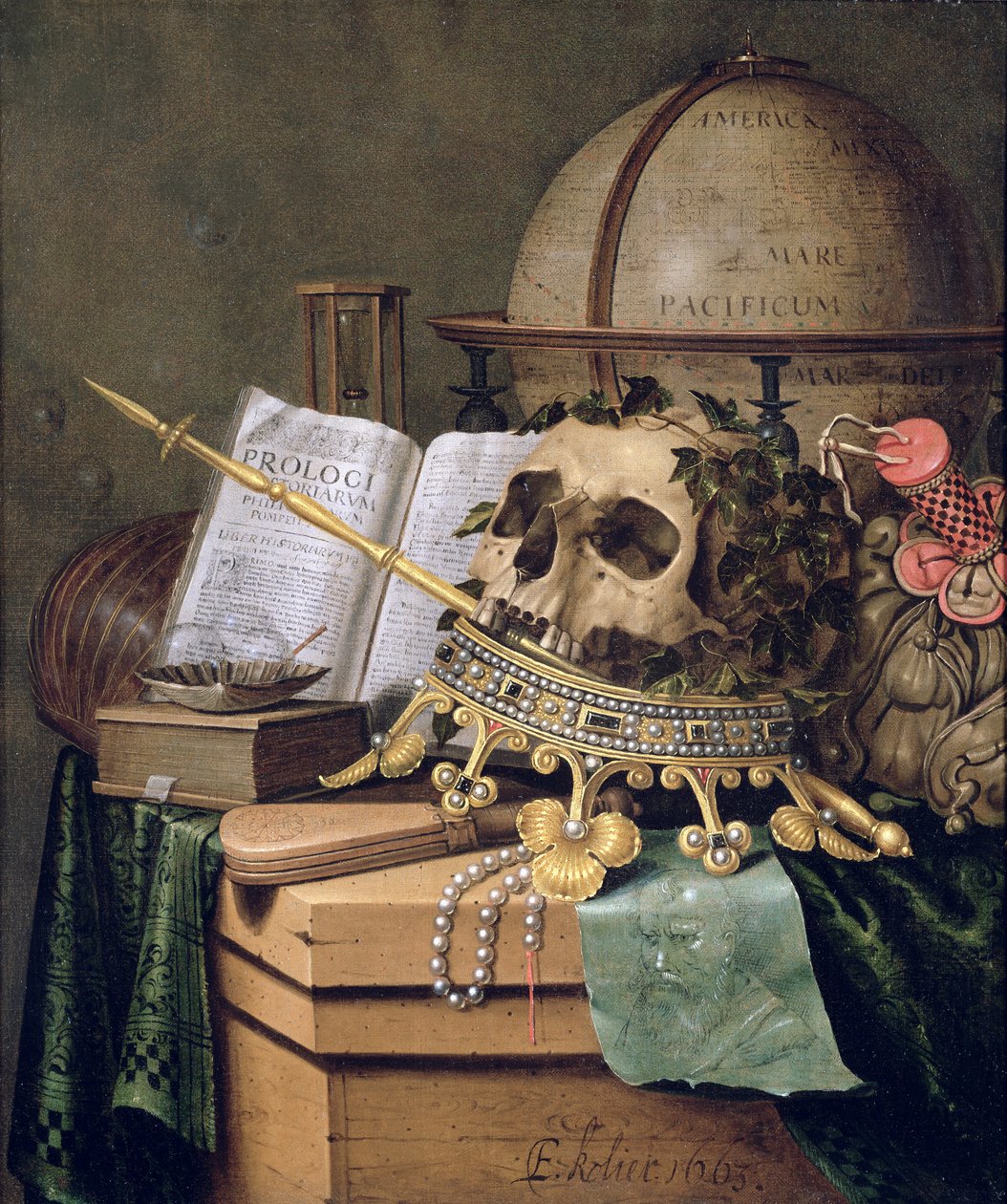 Vanitas (ein allegorisches Stillleben) von Edwaert Colyer or Collier