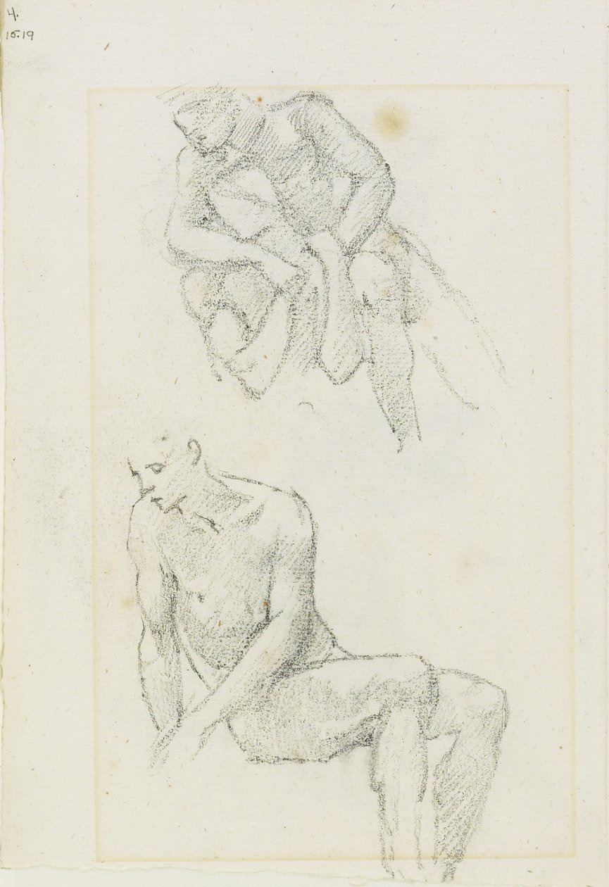 Studien männlicher Figuren (recto und verso), Seiten 3 und 4 aus einem Studienbuch, ca. 1880-1890 von Edward Burne Jones