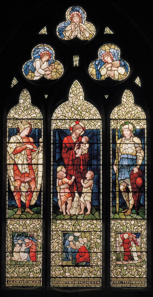 St. Martin, Christus segnet die Kinder, St. Georg von Edward Coley and Dearle Burne Jones