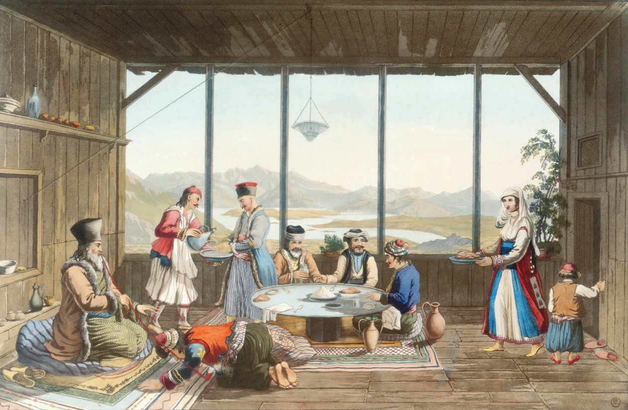 Abendessen in Delphi zu Ehren des Malers durch den Ältesten des Dorfes Chryso, Tafel 10 aus Teil 2 von 