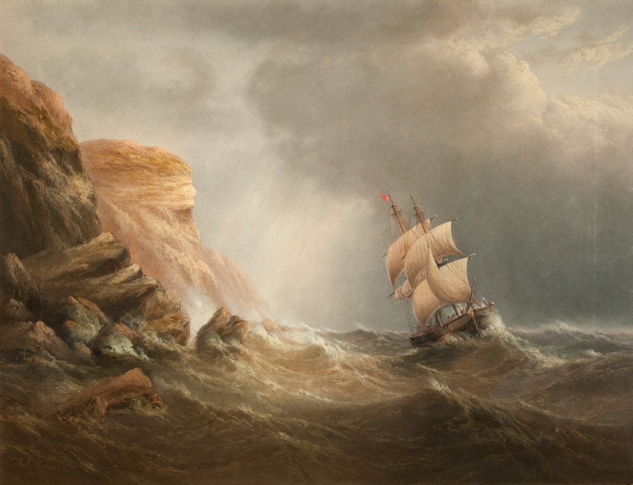 Felsige Küstenszene von Edward King Redmore