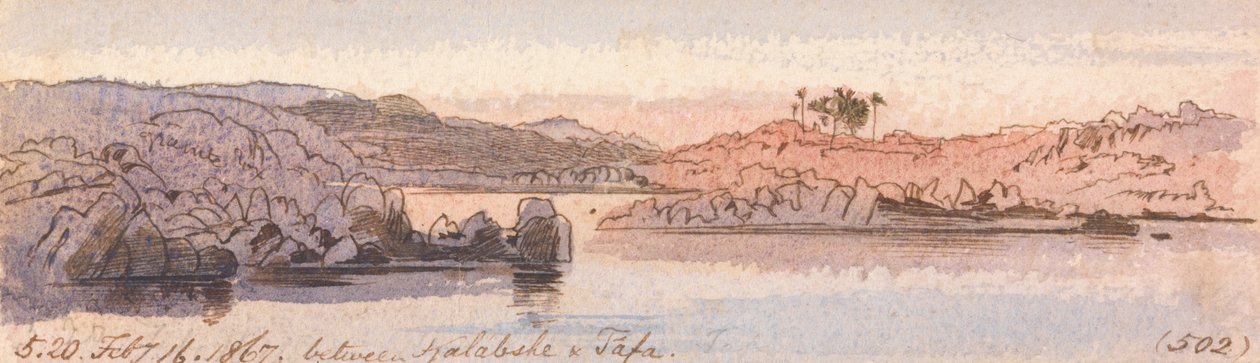 Zwischen Kalabshee und Tafa, 17:20 Uhr, 16. Februar 1867 von Edward Lear