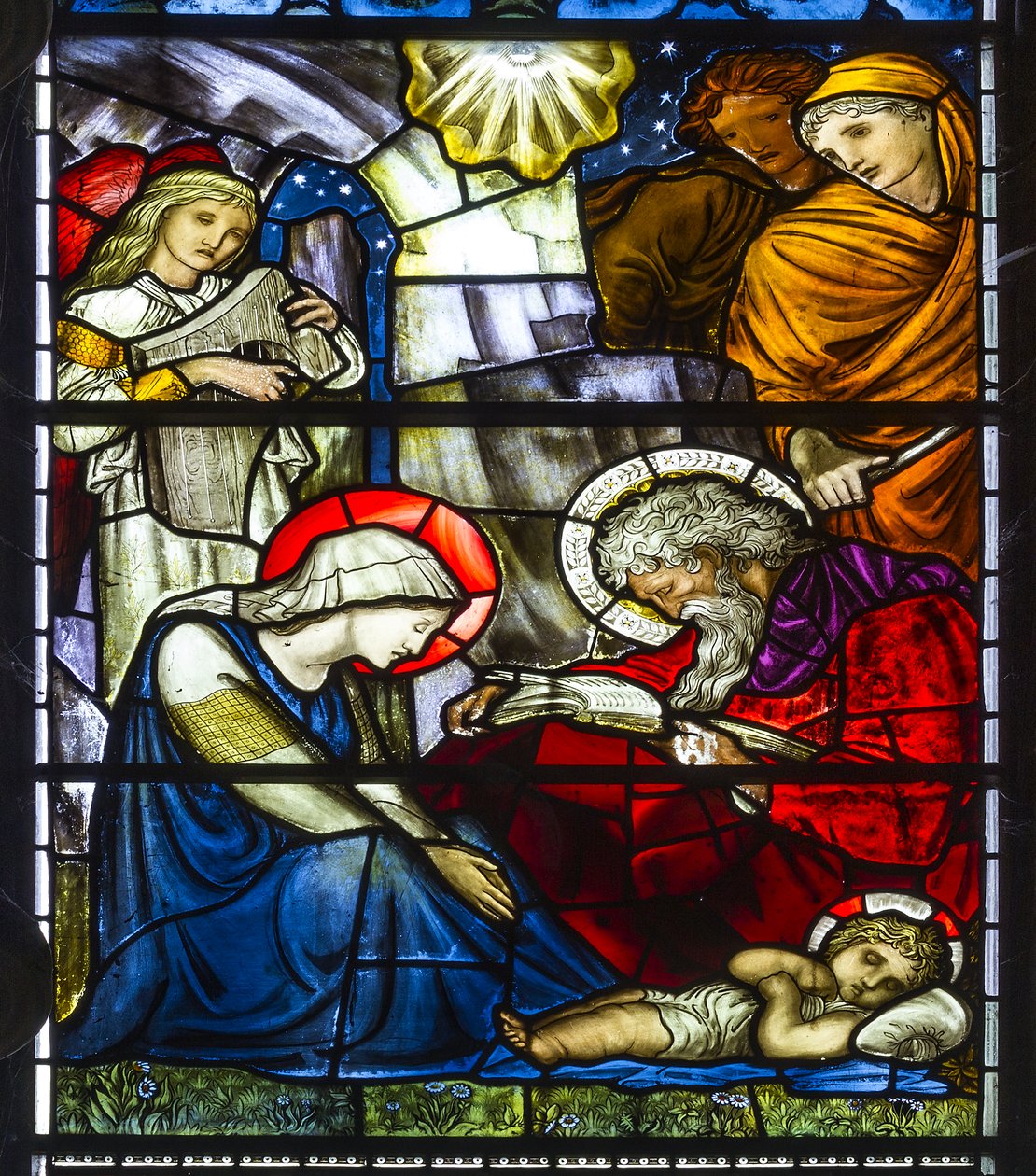 Nun Monkton, St Mary, Morris Marshall & Faulkner & Co, William Morris, Edward Burne-Jones, Die Geburt Christi, 1873 von Edward and Morris Burne Jones