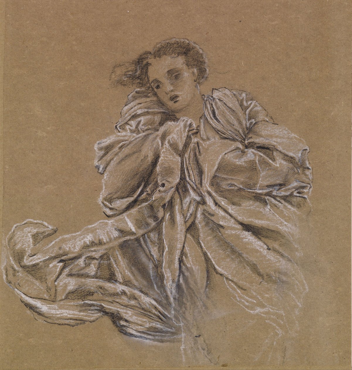Winter - Studie von fliegendem Draperie von Edward Burne Jones